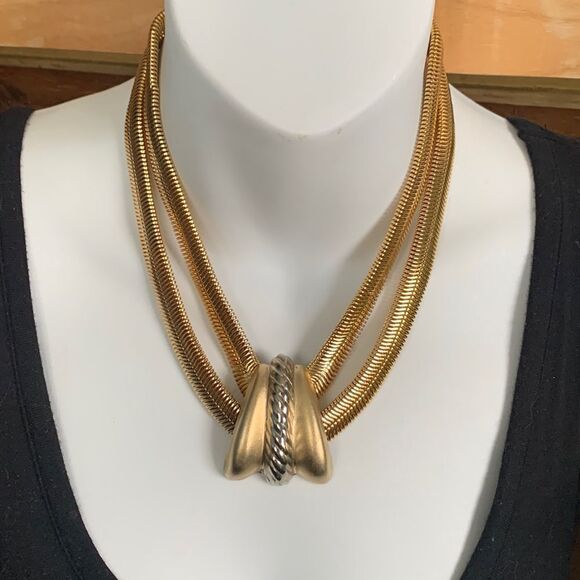 Vintage Jewelry - 1980s Big Glam Omega Necklace